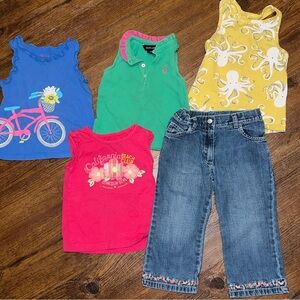 Baby Bundle Toddler Shirts, Tank Tops and Embroidered Jeans Size 24mon- 3T